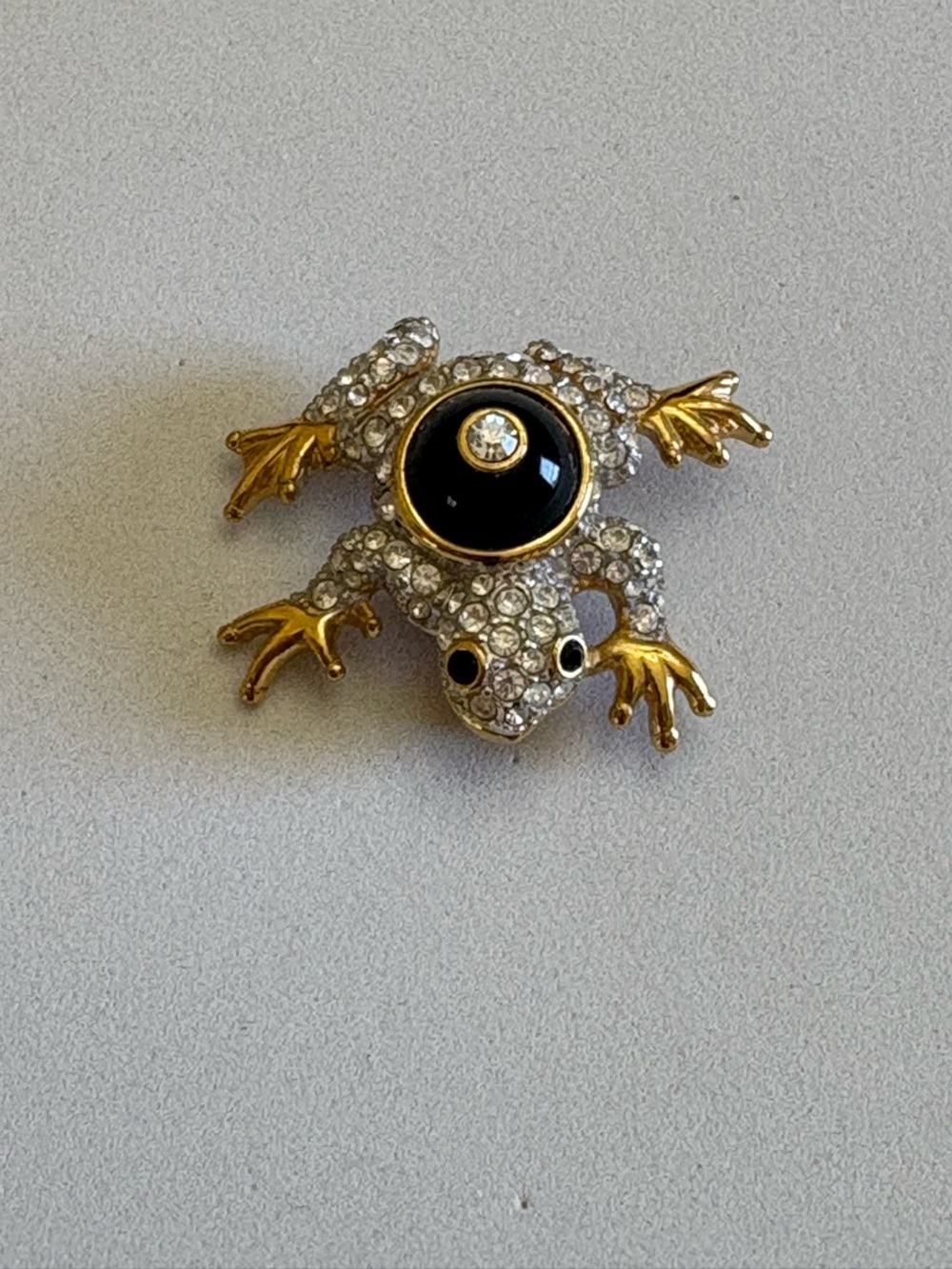 Vintage Retired Swarovski Pave Crystal Frog Brooch
